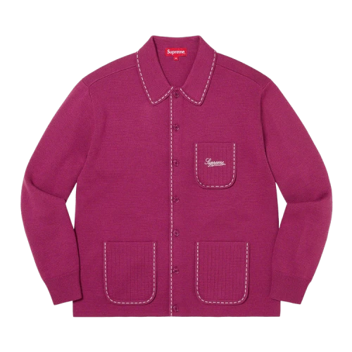 Supreme Contrast Stitch Button Up 'Fuchsia'