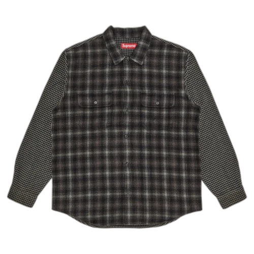 Supreme Houndstooth Plaid Flannel Shirt 'Black'