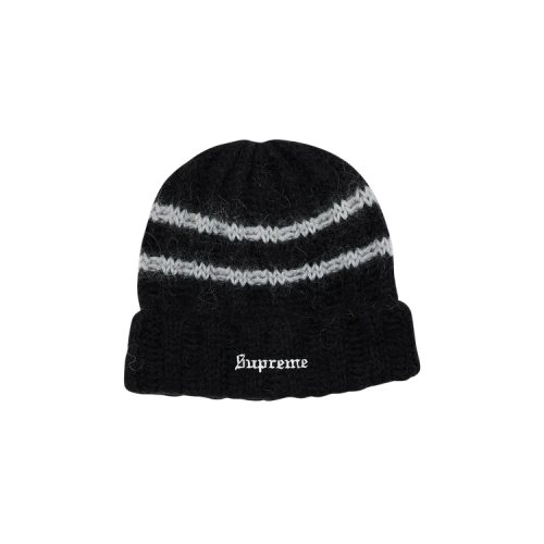 Supreme Brushed Stripe Beanie 'Black'