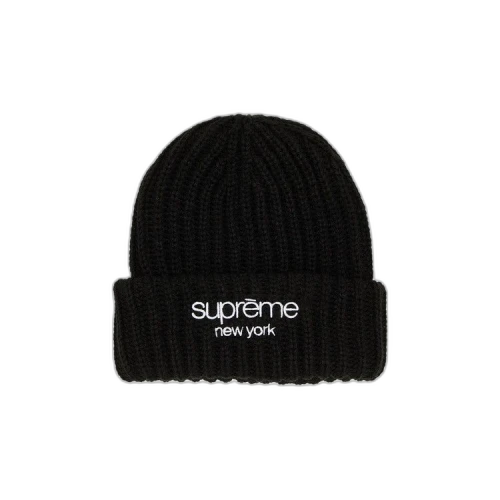 Supreme Classic Logo Chunky Ribbed Beanie 'Black'