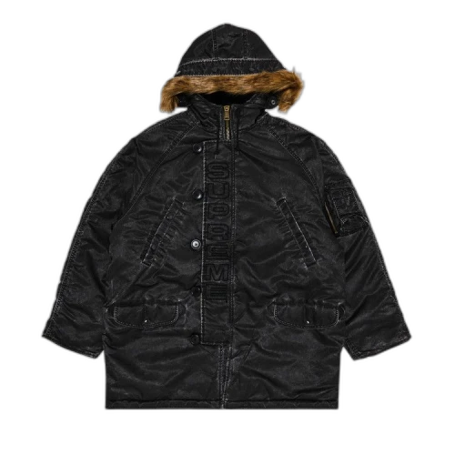 Supreme Washed Flight Satin N-3B Parka 'Black'