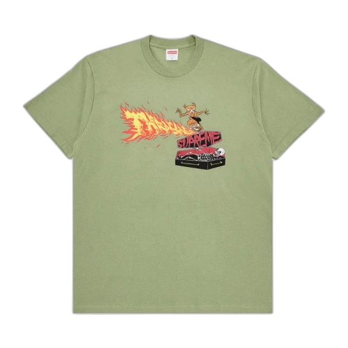 Supreme x Thrasher Back Tail Tee 'Light Olive'