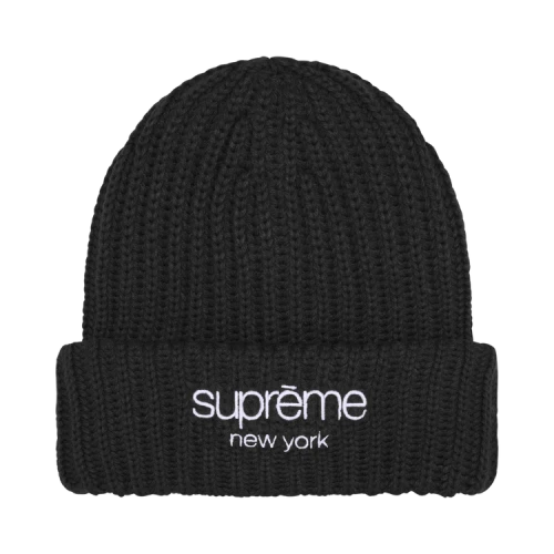 Supreme Chunky Rib Classic Logo Beanie 'Black'
