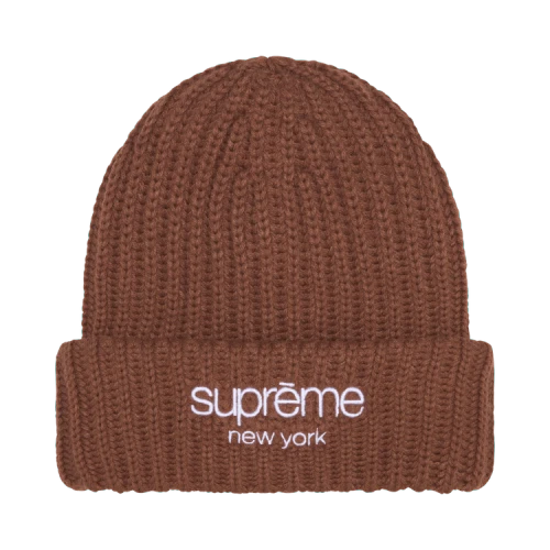 Supreme Chunky Rib Classic Logo Beanie 'Brown'