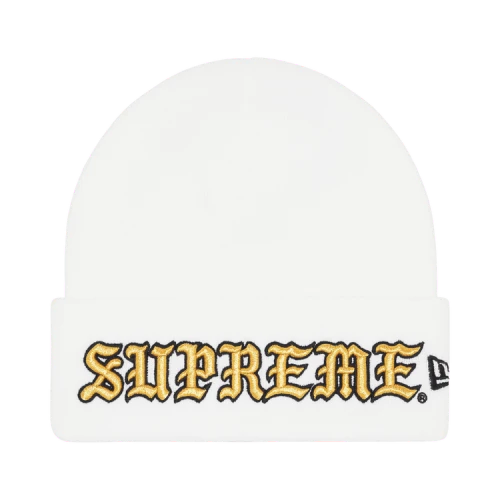 Supreme New Era Old English Beanie 'White'