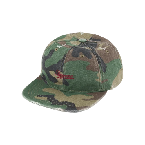 Supreme Distressed Script 6-Panel 'Woodland Camo'