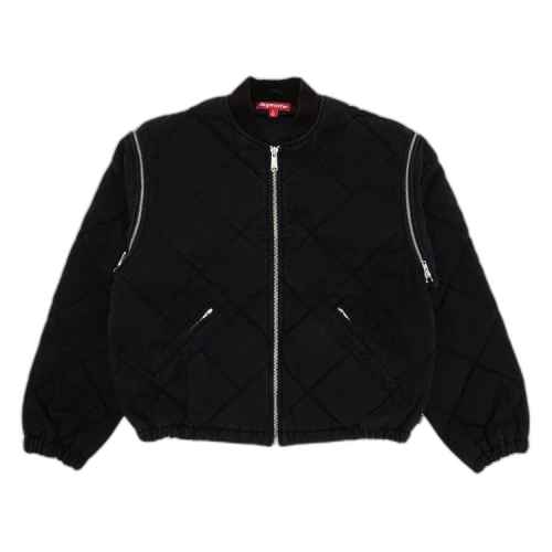 Supreme Zip-Off Sleeve Quilted Bomber Jacket 'Black'