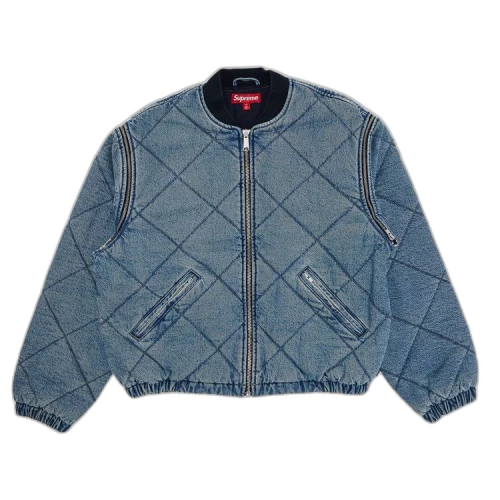 Supreme Zip-Off Sleeve Quilted Bomber Jacket 'Denim'