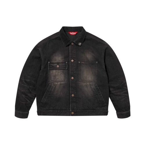 Supreme Distressed Selvedge Trucker Jacket 'Washed Black'