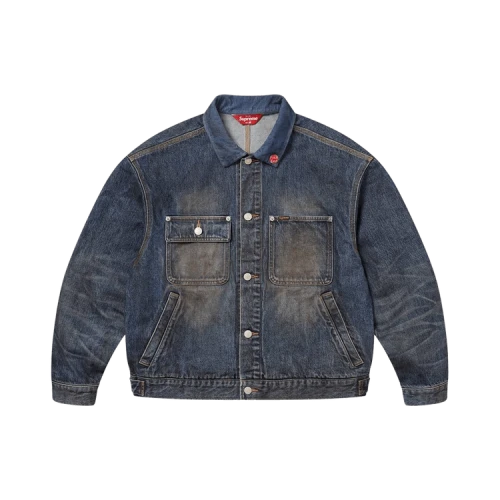 Supreme Distressed Selvedge Trucker Jacket 'Washed Indigo'
