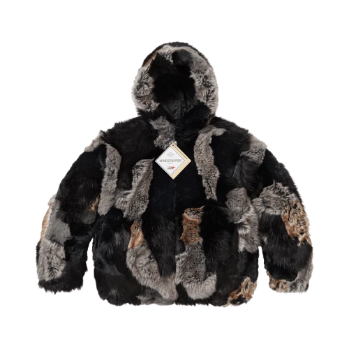 Supreme Patchwork Windstopper Hooded Faux Fur Jacket 'Black'