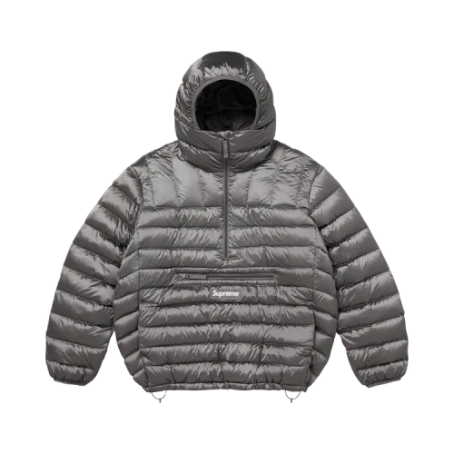 Supreme Micro Down Half Zip Hooded Pullover 'Silver'