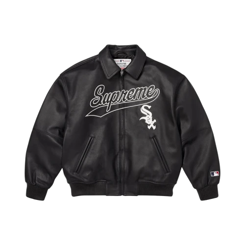 Supreme x Chicago White Sox Leather Varsity Jacket 'Black'