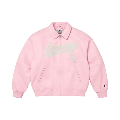 Supreme x Chicago White Sox Leather Varsity Jacket 'Pink'