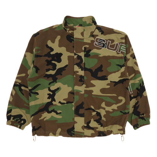 Supreme Spellout Embroidered Ripstop Track Jacket 'Woodland Camo'