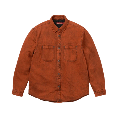 Supreme Shearling Lined Denim Work Shirt 'Overdyed Orange'