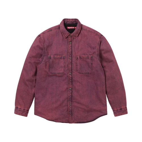 Supreme Shearling Lined Denim Work Shirt 'Overdyed Pink'