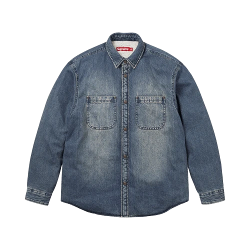 Supreme Shearling Lined Denim Work Shirt 'Washed Indigo'