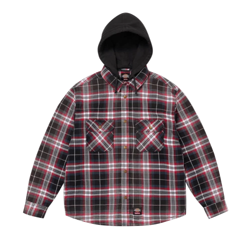 Supreme x Dickies Lined Zip Up Hooded Flannel Shirt 'Black'