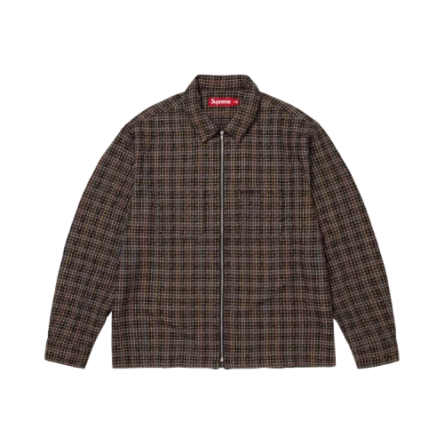 Supreme Metallic Plaid Zip Up Shirt 'Washed Black'