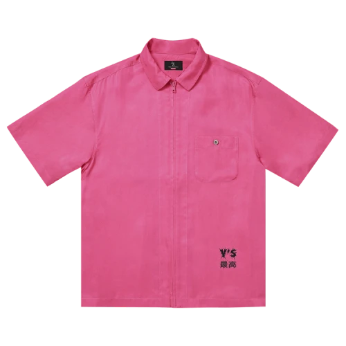 Supreme x Y’s Silk Zip Up Short-Sleeve Shirt 'Pink'