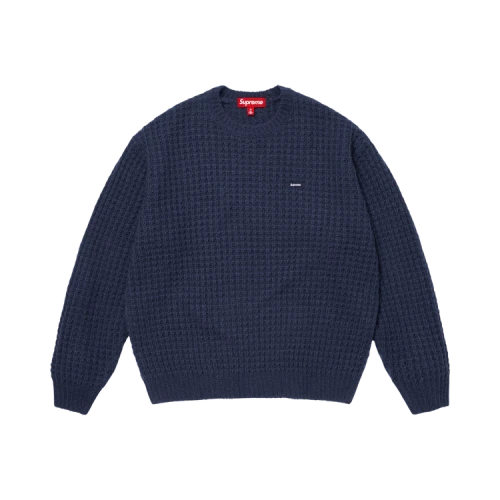 Supreme Small Box Waffle Sweater 'Navy'