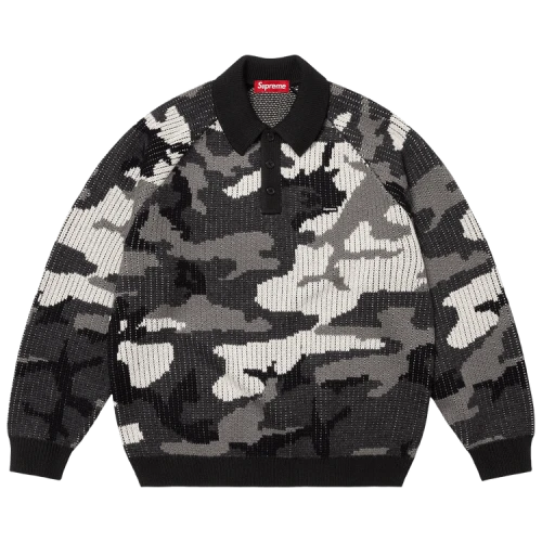 Supreme Small Box Polo Sweater 'Snow Camo'
