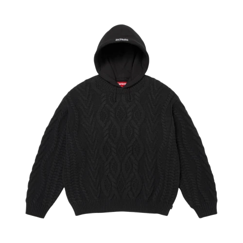 Supreme Cable Hooded Sweater 'Black'