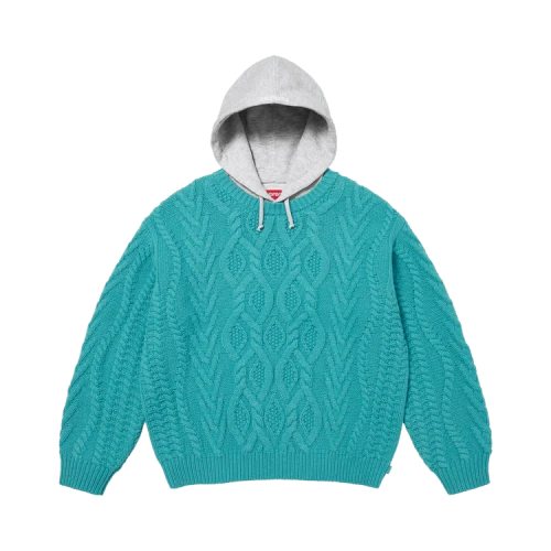 Supreme Cable Hooded Sweater 'Teal'
