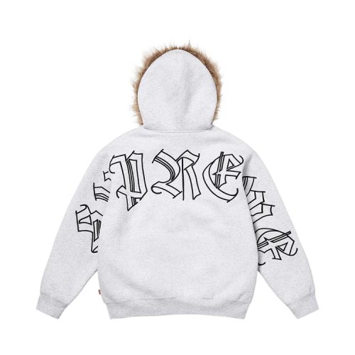 Supreme Faux Fur Zip Up Hooded Sweatshirt 'Ash Grey'