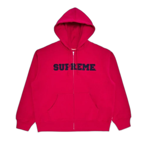 Supreme Collegiate Appliqué Zip Up Hooded Sweatshirt 'Fuchsia'