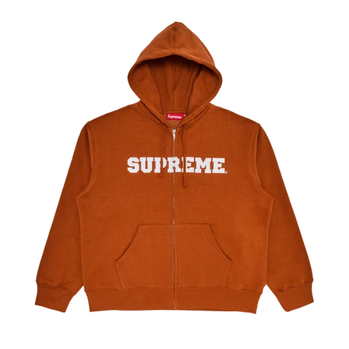 Supreme Collegiate Appliqué Zip Up Hooded Sweatshirt 'Rust'