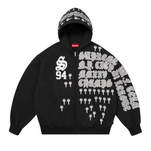 Supreme League Champs Zip Up Hooded Sweatshirt 'Black'