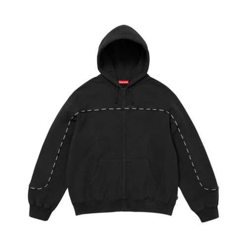 Supreme Piping Zip Up Hooded Sweatshirt 'Black'