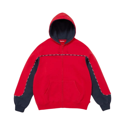 Supreme Piping Zip Up Hooded Sweatshirt 'Red'