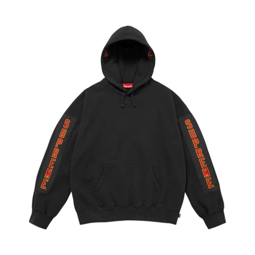 Supreme Woven Patches Hooded Sweatshirt 'Black'