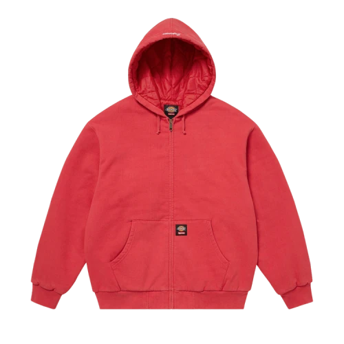 Supreme x Dickies Quilted Lined Zip Up Hooded Sweatshirt 'Burnt Red'