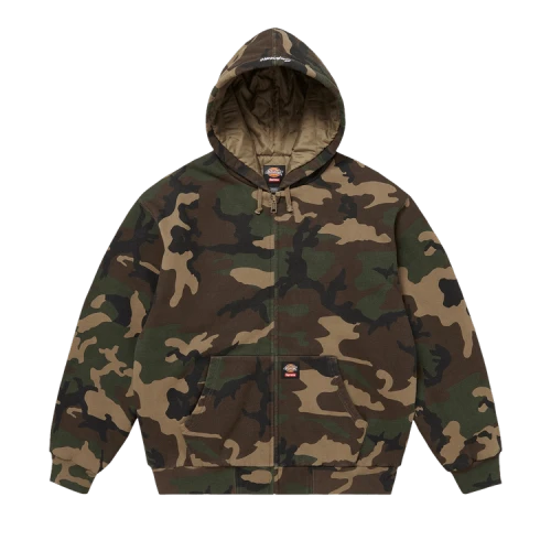 Supreme x Dickies Quilted Lined Zip Up Hooded Sweatshirt 'Woodland Camo'