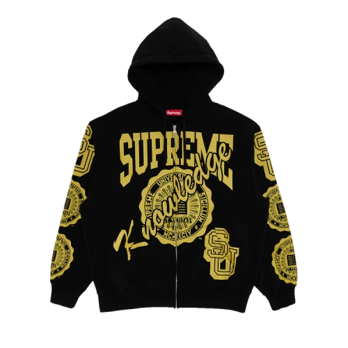 Supreme Knowledge Reigns Zip Up Hooded Sweatshirt 'Black'