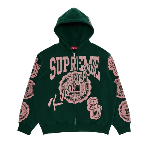 Supreme Knowledge Reigns Zip Up Hooded Sweatshirt 'Dark Green'