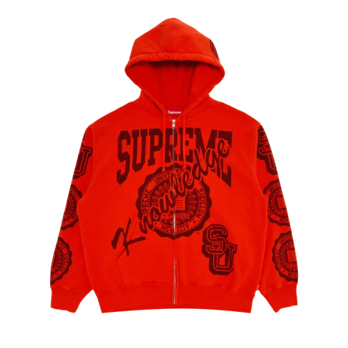 Supreme Knowledge Reigns Zip Up Hooded Sweatshirt 'Orange'