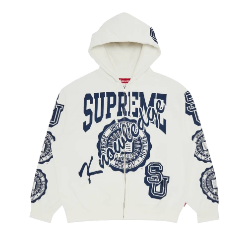Supreme Knowledge Reigns Zip Up Hooded Sweatshirt 'White'