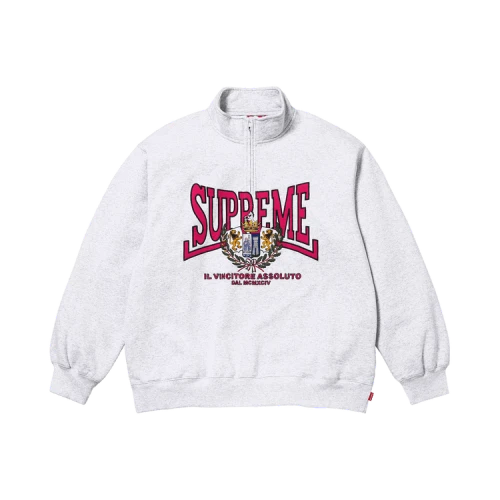 Supreme Crest Appliqué Half Zip Pullover 'Ash Grey'