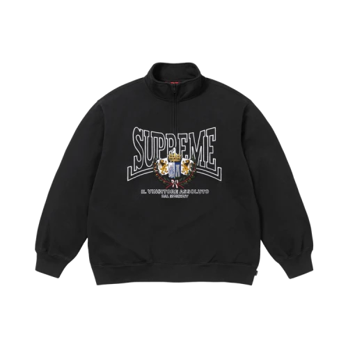 Supreme Crest Appliqué Half Zip Pullover 'Black'