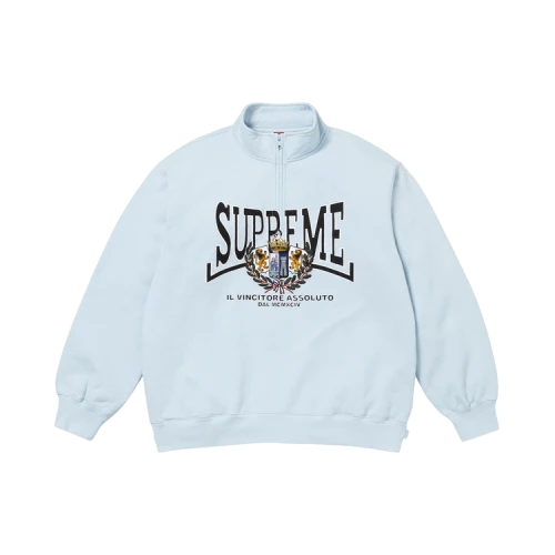 Supreme Crest Appliqué Half Zip Pullover 'Light Blue'