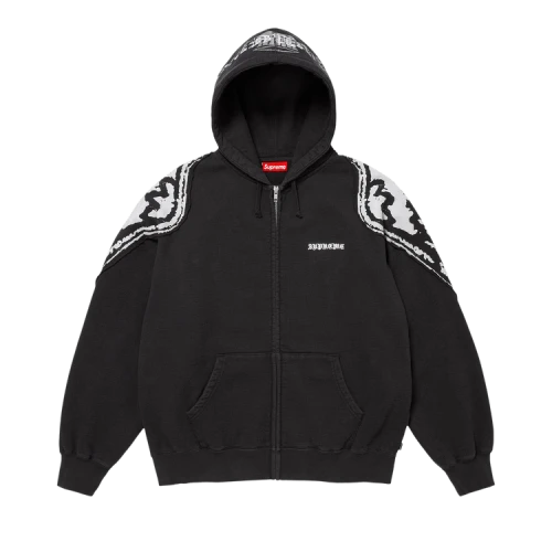 Supreme Wings Zip Up Hooded Sweatshirt 'Black'