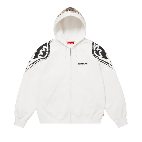 Supreme Wings Zip Up Hooded Sweatshirt 'White'