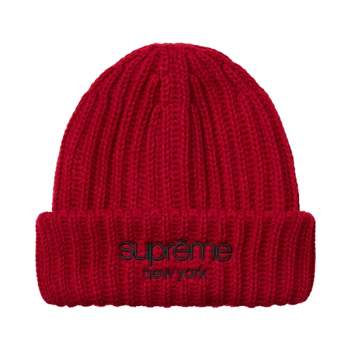 Supreme Classic Logo Chunky Ribbed Beanie 'Red'
