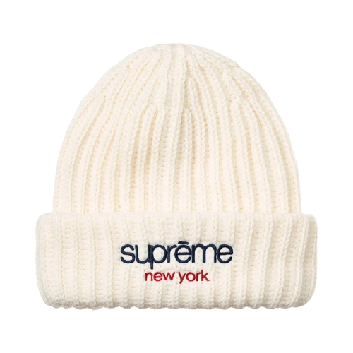 Supreme Classic Logo Chunky Ribbed Beanie 'White'
