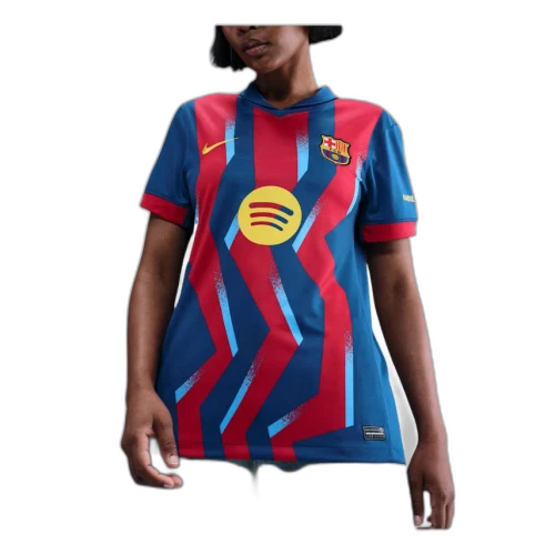 Nike x FC Barcelona 2025/26 Stadium Fourth Dri-FIT Replica T-Shirt 'Gym Blue Salsa Red Opti Yellow' (Women's)